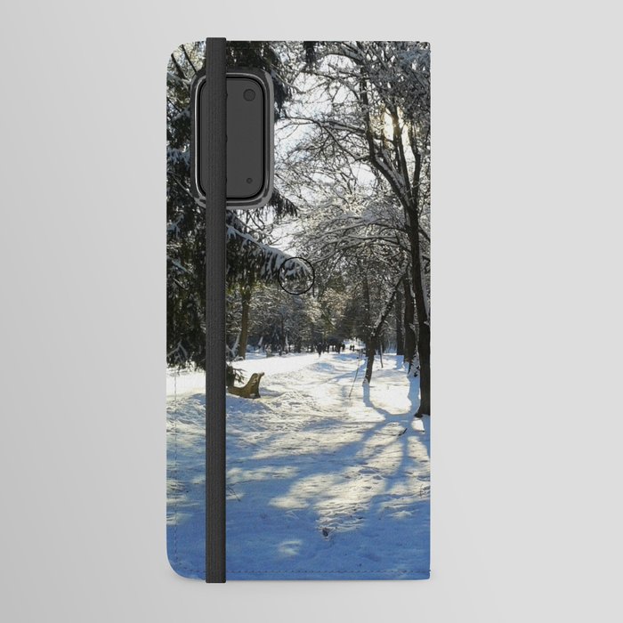 Winter park at sunset. Android Wallet Case