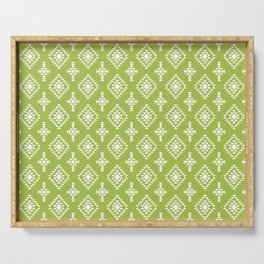 Light Green and White Native American Tribal Pattern Serving Tray