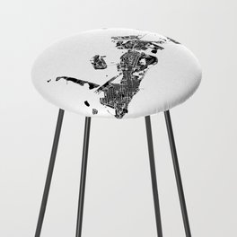 Key West Black And White Map Counter Stool