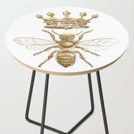 Queen Bee | Vintage Bee with Crown | Gold and White | Side Table