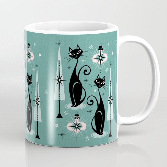 Mid Century Meow Atomic Kitty Christmas ©studioxtine Coffee Mug