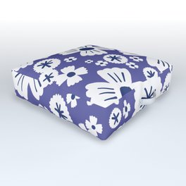 Modern Periwinkle and Navy Daisy Flowers Outdoor Floor Cushion