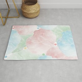 Party Time! Cotton Candy & Dots - sweets of the 1960s in soft retro pastels Rug | Cotton, Party, Graphicdesign, Digital, Cottoncandy, Fluffy, Partytime, Candy, Clouds, Candydots 