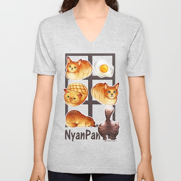 Cat Bread V Neck T Shirt