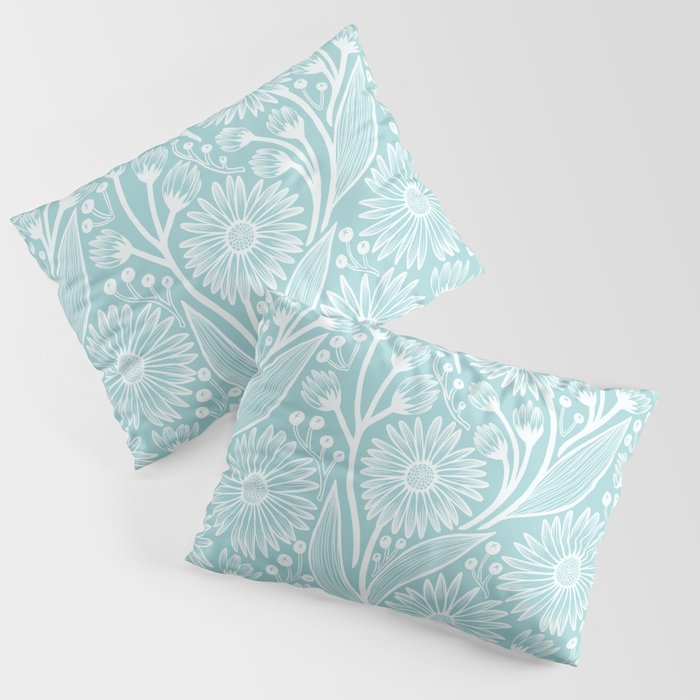 Powder Blue Coneflowers Pillow Sham