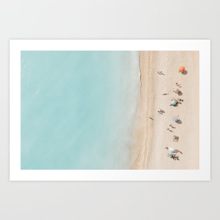 Beach Print, Aerial Beach Umbrellas, Pastel Bondi Beach, Aerial Photography, Ocean Waves, Waves Print, Sea Print Art Print