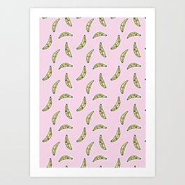 Funny Bananas Pattern / Cute Pink Illustration / Kawaii Art Print