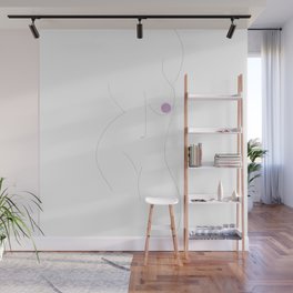 Nude Silhouette Line Drawing with Lilac Detail Wall Mural