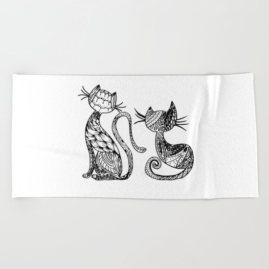 Mandala Cats Beach Towel