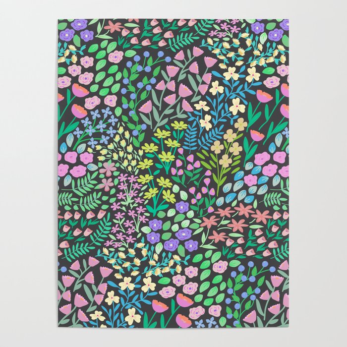 Flower market pastel floral pattern Poster