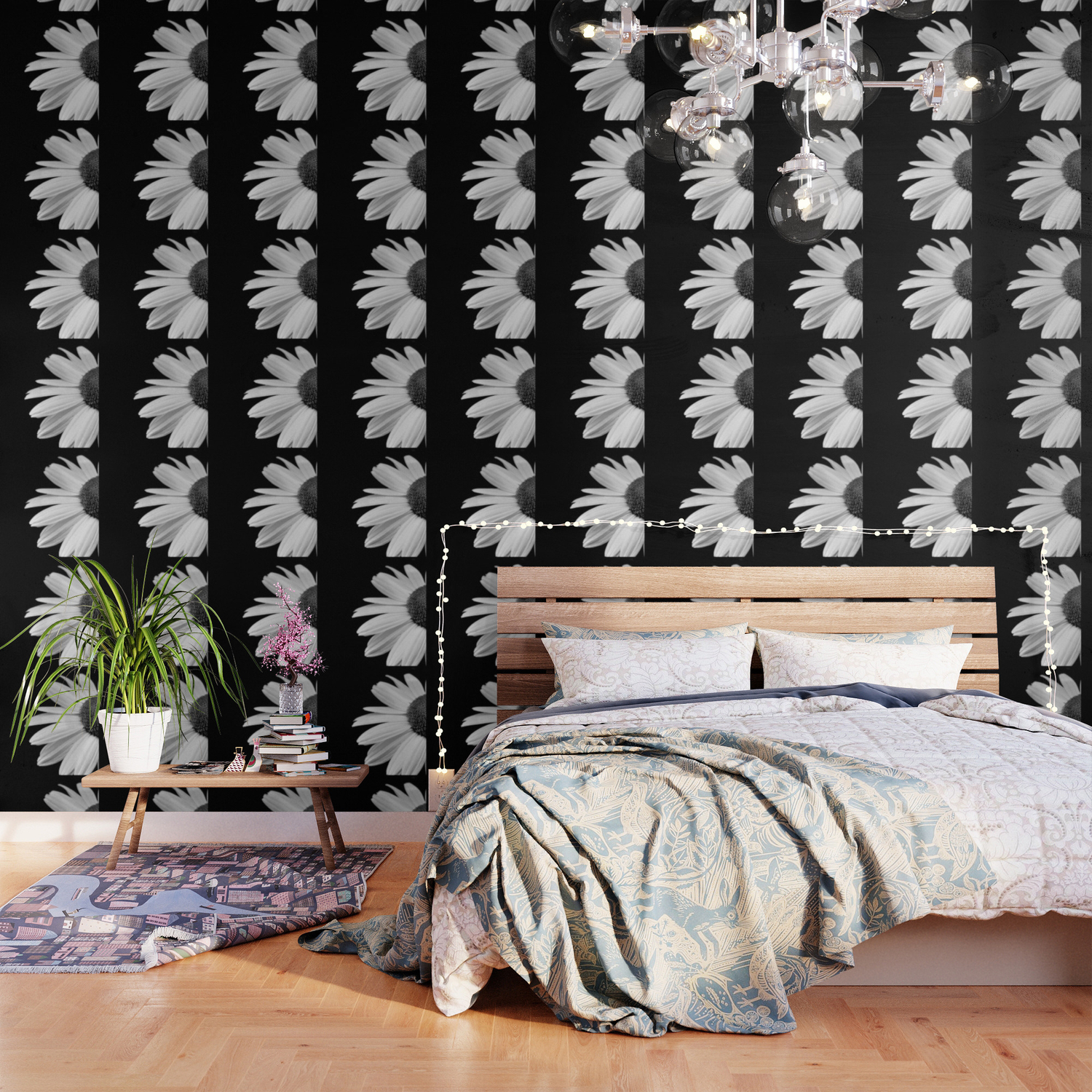 Half Daisy In Black And White Wallpaper By Byjwp Society6 Half Daisy In Black And White Wallpaper By Byjwp Society6