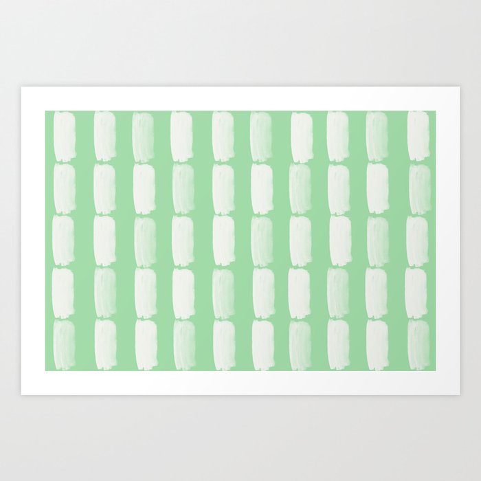 Linen White Grid Brushstrokes on Pastel Mint Green Pairs to Coloro 2020 Color of the Year Neo Mint Art Print