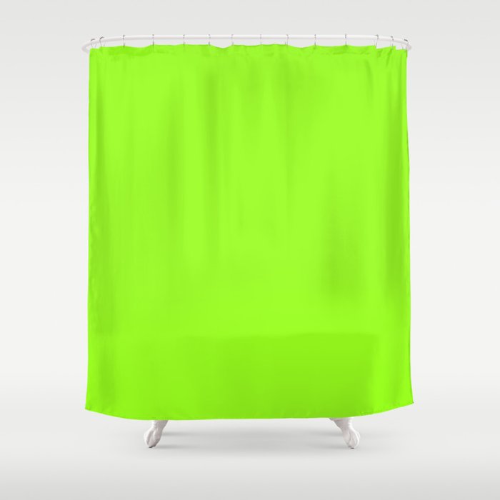 VIBRANT LIME SOLID COLOR. Plain Neon Green Shower Curtain by NOW