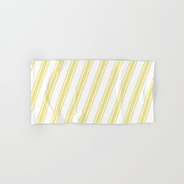 [ Thumbnail: White & Tan Colored Lines/Stripes Pattern Hand & Bath Towel ]