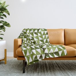 Triangle Grid olive green Throw Blanket