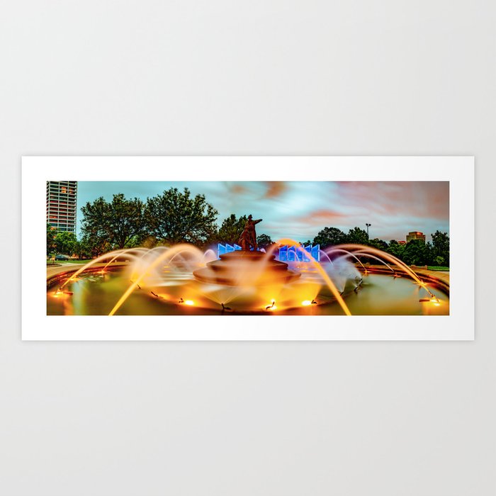 Kansas City Firefighter Fountain Panorama at Dawn Art Print by Gregory