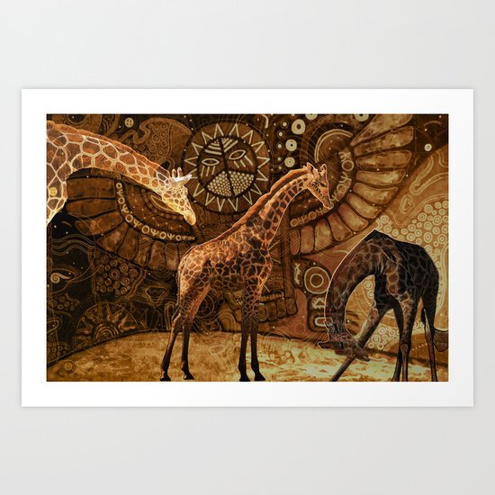 Three Giraffes Art Print