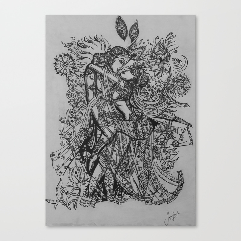 Good Luck Series Radha Krishna Canvas Print By Babitaandsagar