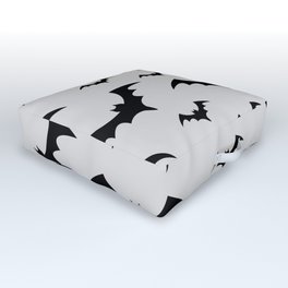 Halloween Bats Grey & Black Outdoor Floor Cushion