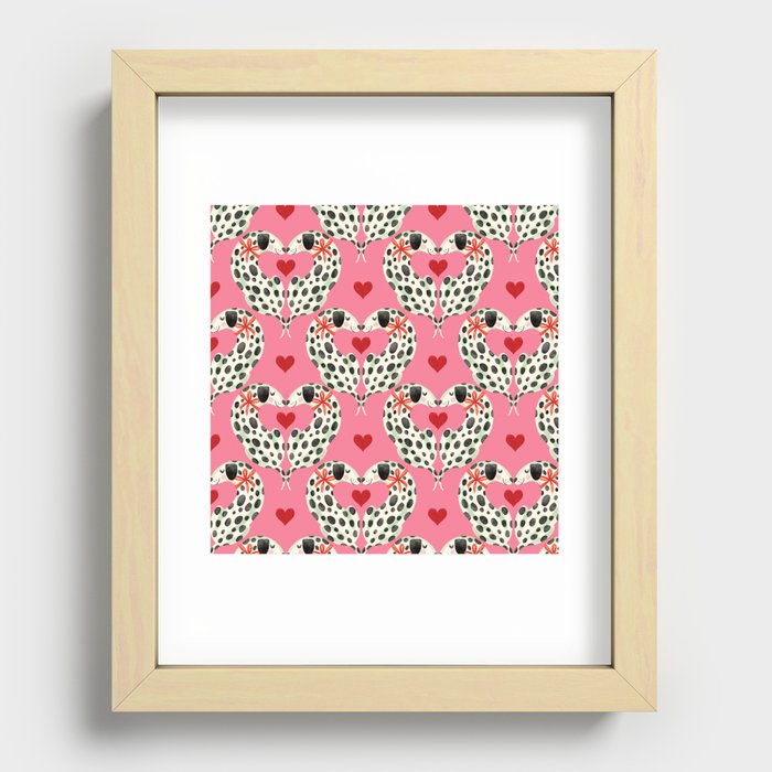 Dalmatians in Love Dogs & Hearts Pattern Recessed Framed Print