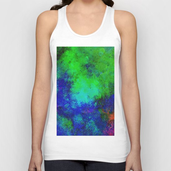 Awaken - Blue, green, abstract, textured painting Unisex Tank Top