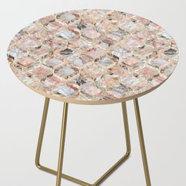 Rosy Marble Moroccan Tile Pattern Side Table