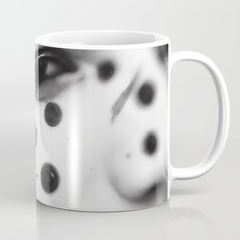 Black and White Closeup of Boy with Polkadot Abstract Facepaint Coffee Mug