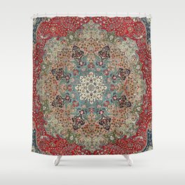 Antique Red Blue Black Persian Carpet Print Shower Curtain