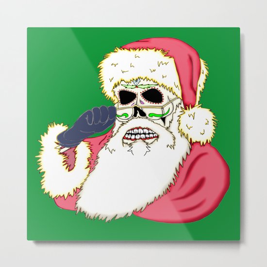 Bad Santa Sugar Skull Metal Print