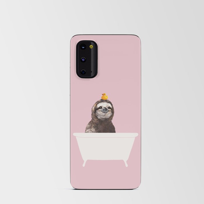 Happy Sloth in Bathtub in Pink Android Card Case