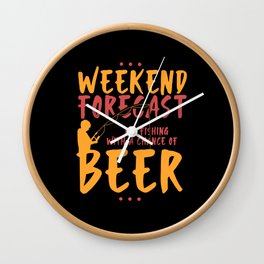 Angling T-Shirt: Ice Fishing With Beer I River I Ice Hole Wall Clock