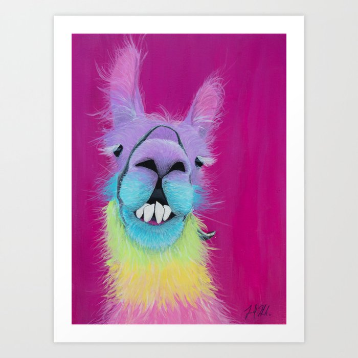 "Rainbow Llama" by Jen Hinkle Art Print