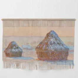 Claude Monet - Wheatstacks, Snow Effect, Morning Wall Hanging