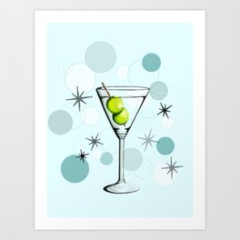 Tennis Martini Bubbles Art Print