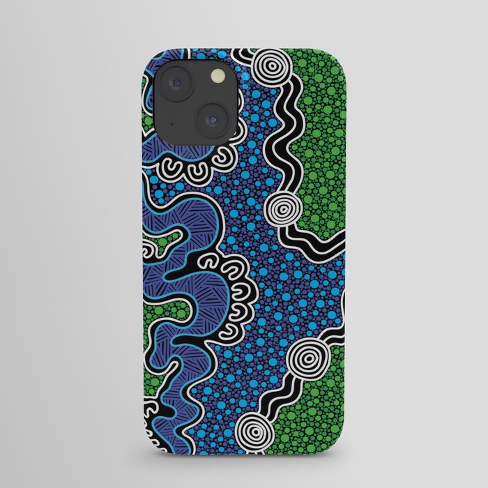 Authentic Aboriginal Art - The River (green) iPhone Case