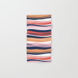 Float in // papaya orange coral cotton candy pink and midnight blue waves Hand & Bath Towel