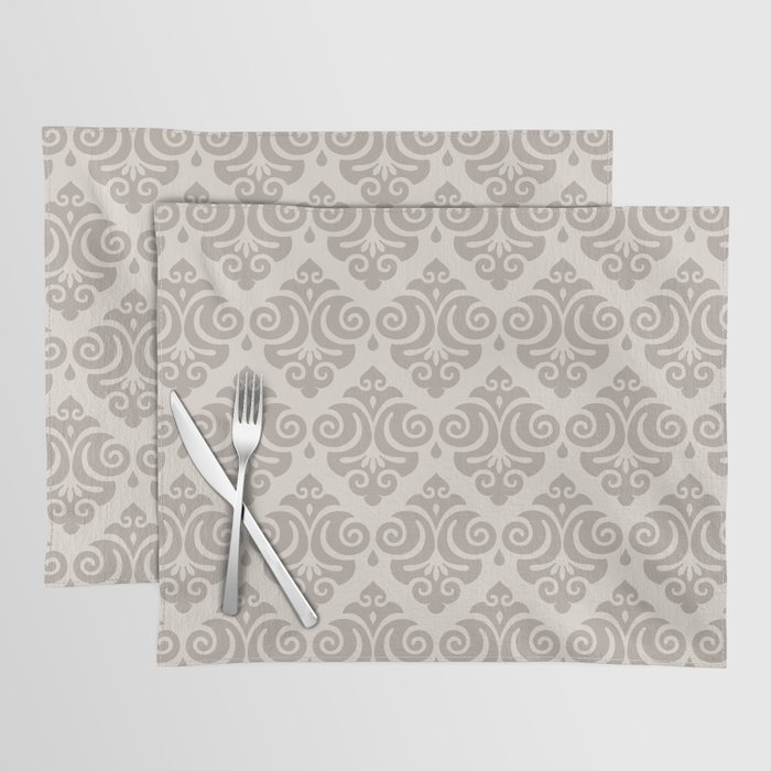 Traditional Pattern in Linen White and Beige Placemat