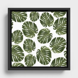 Monstera Leaf Pattern - Tropical Leaf Pattern - Green - Tropical, Botanical - Modern, Minimal - 1 Framed Canvas