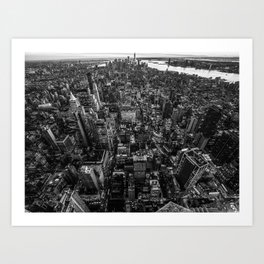 New York Cityscape Aerial (Black and White) Art Print