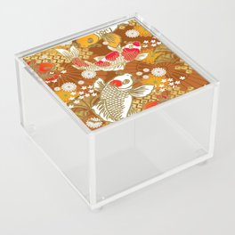 Japanese Koi pattern on Rust color backdrop Acrylic Box