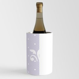 White Floral Curls Lace Vertical Split on Lilac Purple Wine Chiller