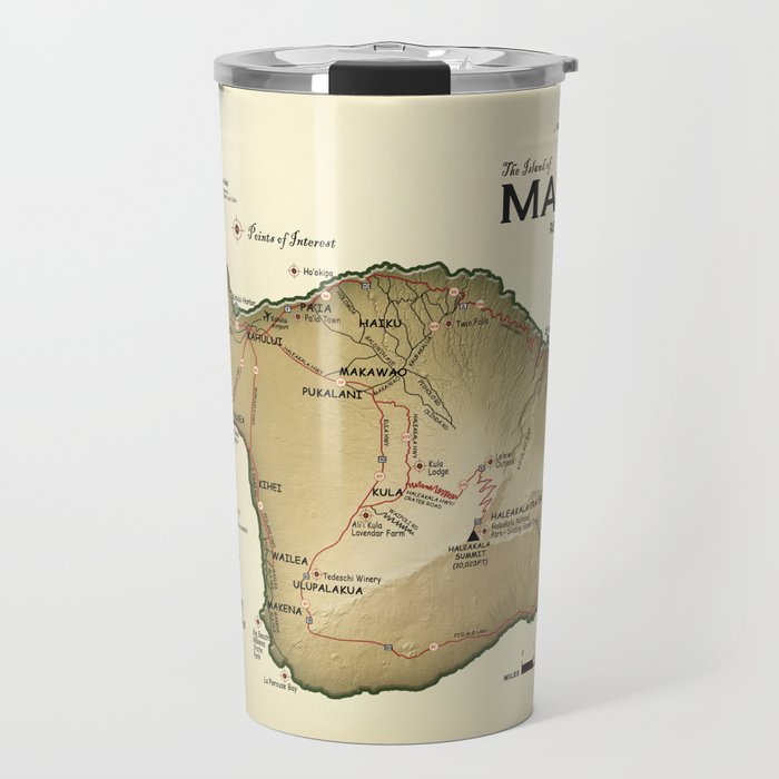 The Island of Maui [vintage inspired] Road map Travel Mug