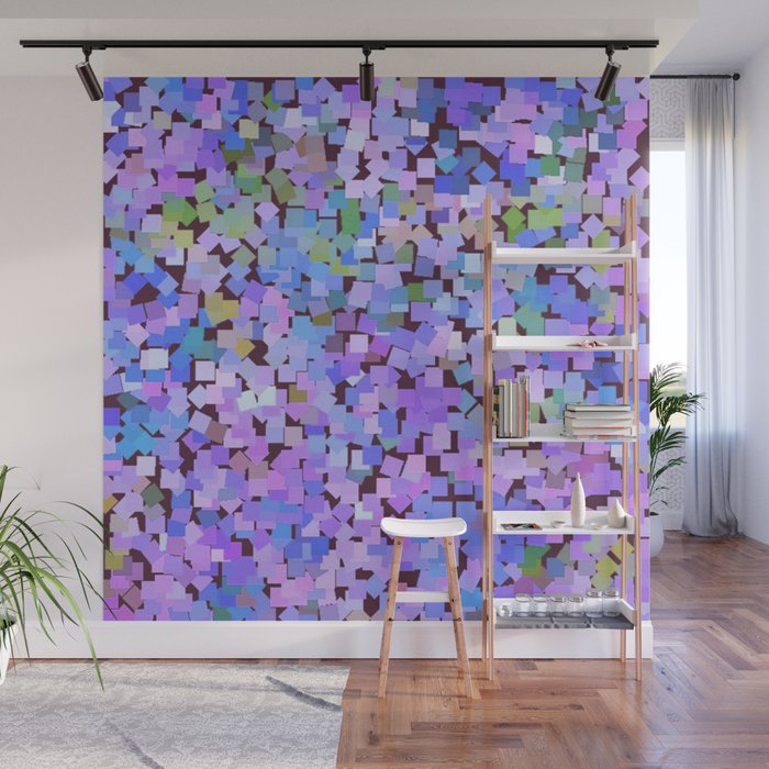 Squares Confetti Rainbow Mosaic Lavender Blue Wall Mural