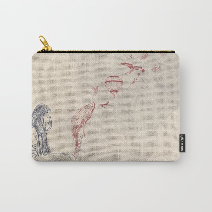 Vintage Fine Line Girl on Laptop Carry-All Pouch