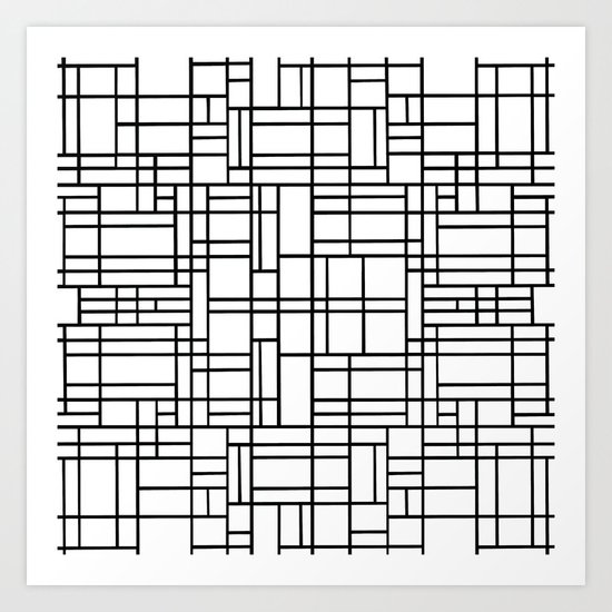 Map Outline Black on White Art Print