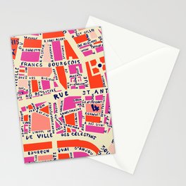 paris map pink Stationery Card