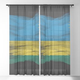 Rwanda flag brush stroke, national flag Sheer Curtain