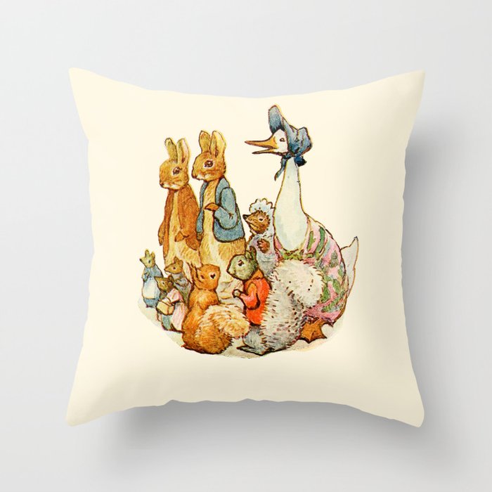 Bedtime Story Animals Throw Pillow