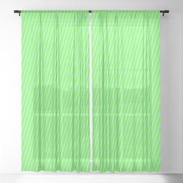 [ Thumbnail: Aquamarine and Green Colored Lines/Stripes Pattern Sheer Curtain ]