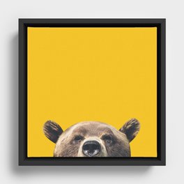 Bear - Yellow Framed Canvas